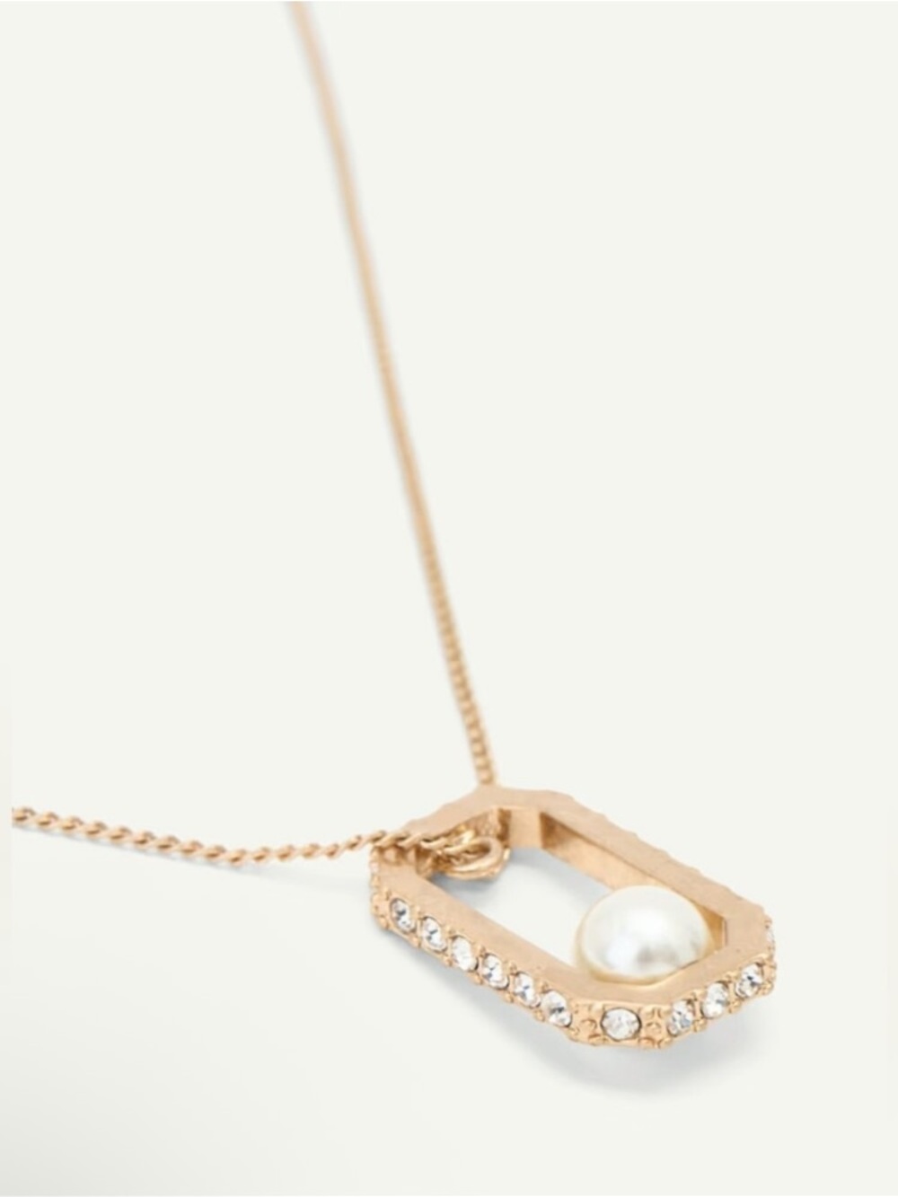 All Saints Ellie Hex Faux Pearl Square Pendant Necklace NWT - Picture 3 of 6